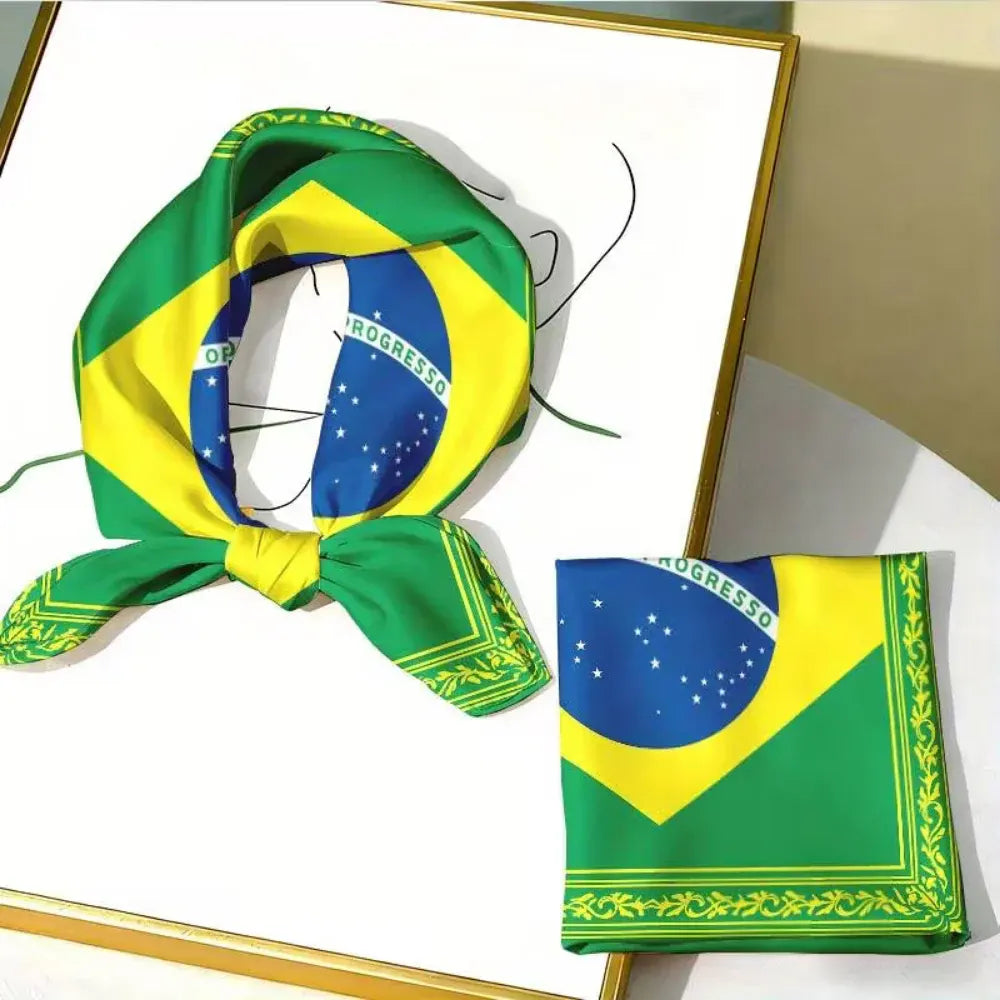 Brazil Flag Square Bandana Head Scarf for World Cup Fans