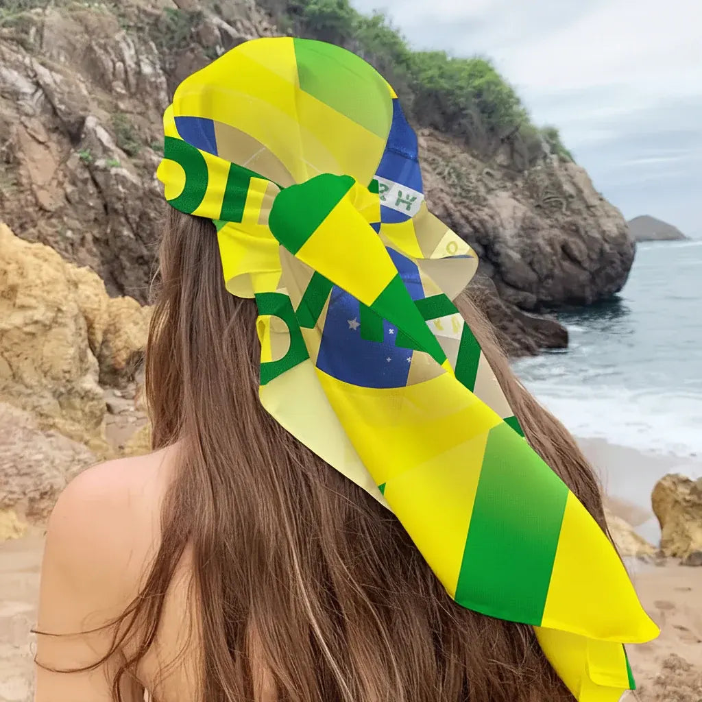 Brazil Flag Square Beach Towel Fan Blanket for Travel