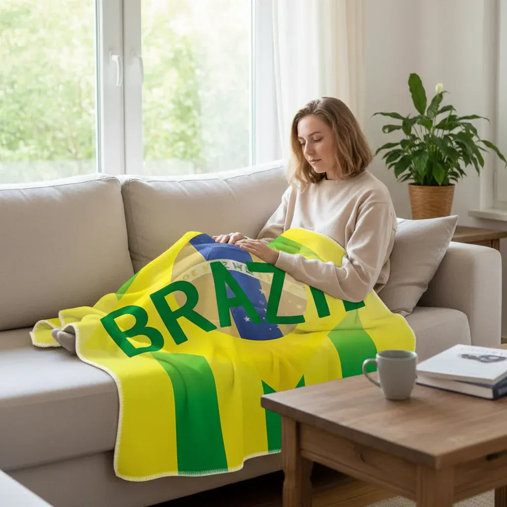 Brazil Flag Square Beach Towel Fan Blanket for Travel
