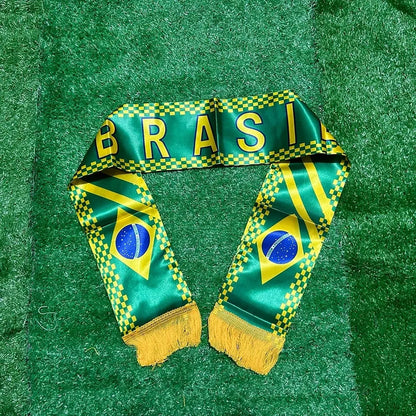Brazil National Flag Fringed Football Fan Scarf - World Cup Edition