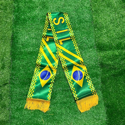 Brazil National Flag Fringed Football Fan Scarf - World Cup Edition