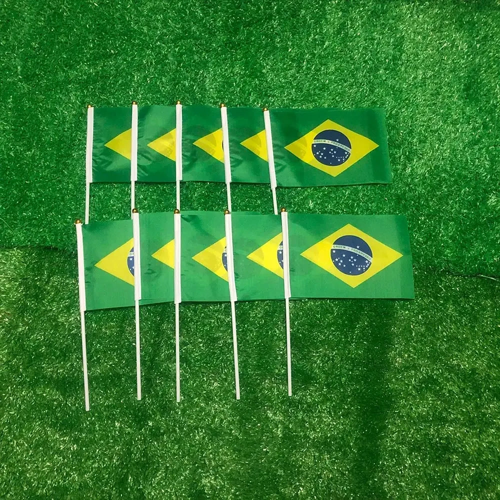 Brazil National Flag Mini Hand Waving Stick Soccer Party Decoration