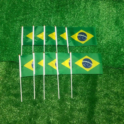 Brazil National Flag Mini Hand Waving Stick Soccer Party Decoration