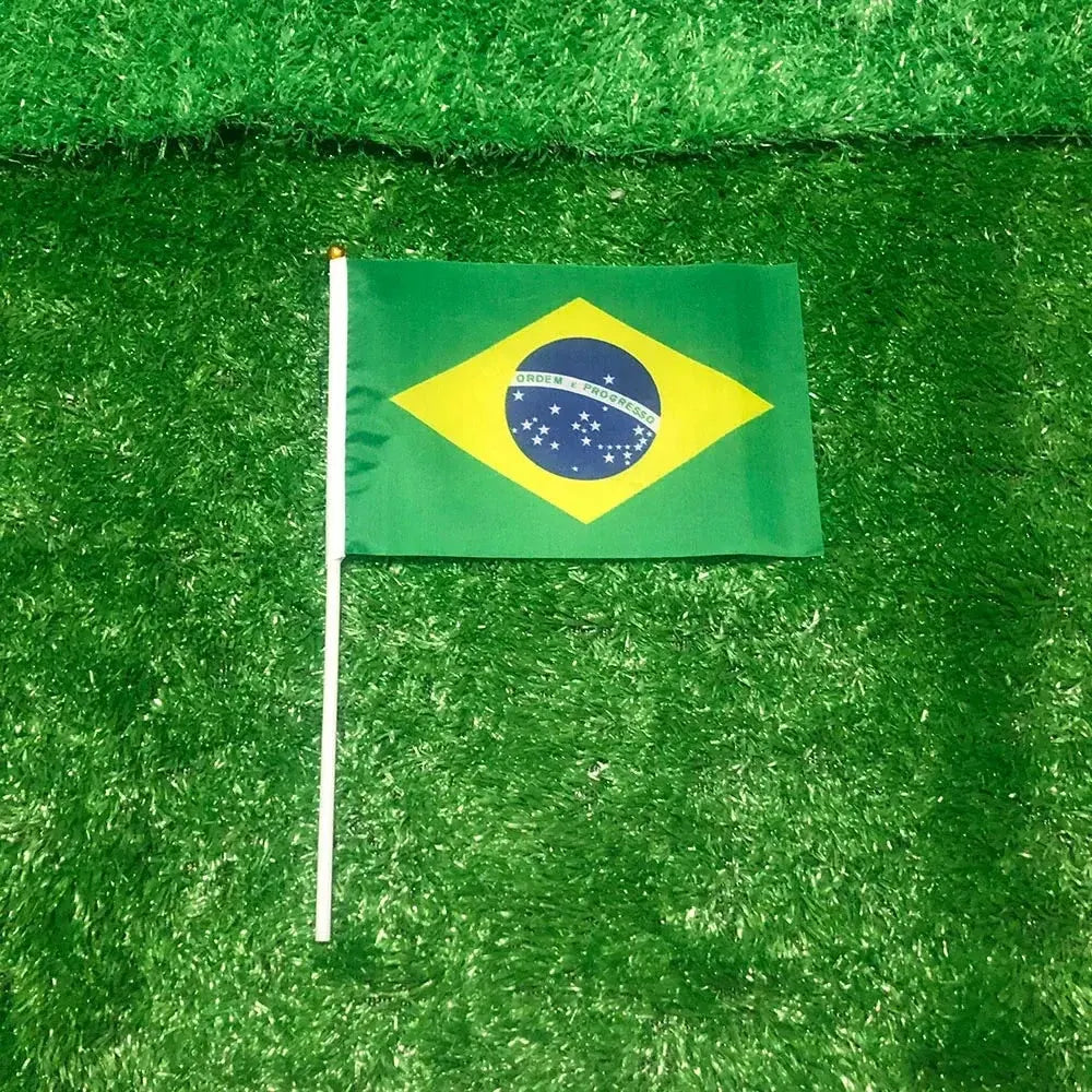 Brazil National Flag Mini Hand Waving Stick Soccer Party Decoration
