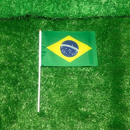 Brazil National Flag Mini Hand Waving Stick Soccer Party Decoration