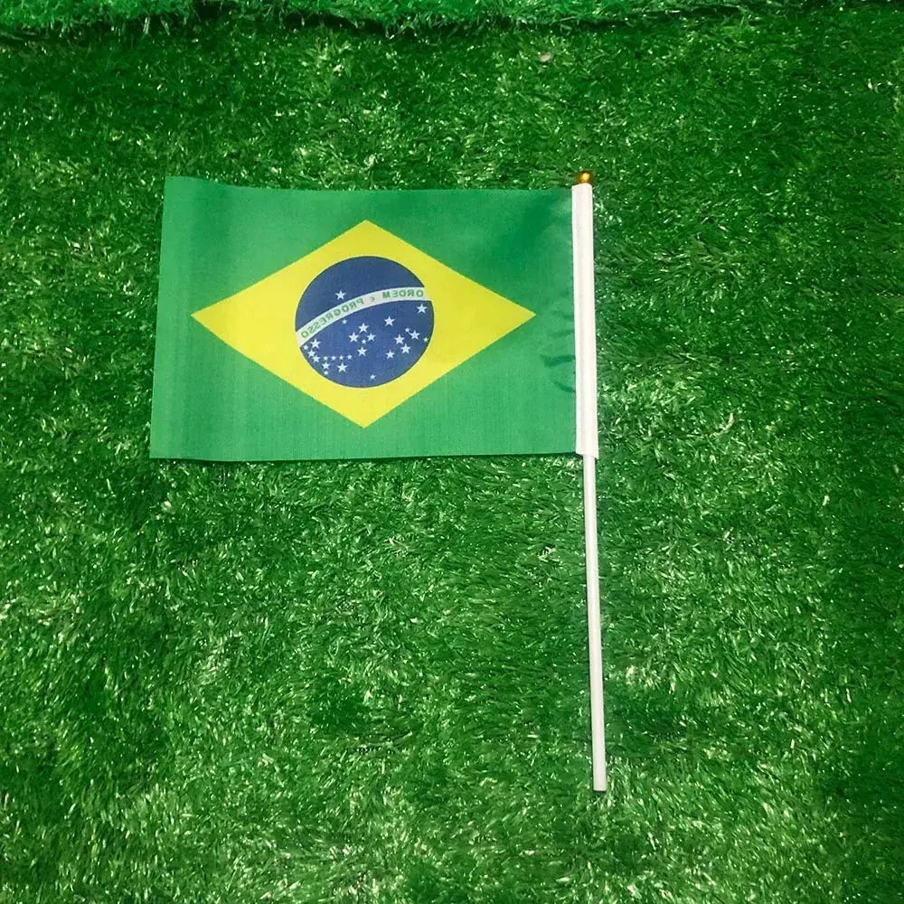 Brazil National Flag Mini Hand Waving Stick Soccer Party Decoration
