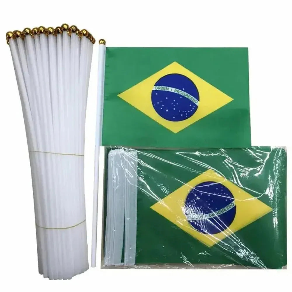 Brazil National Flag Mini Hand Waving Stick Soccer Party Decoration