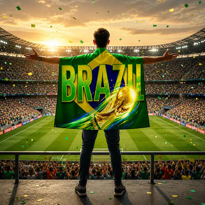 Brazilian Flag Soccer Fan Cape - World Cup Sports Gear