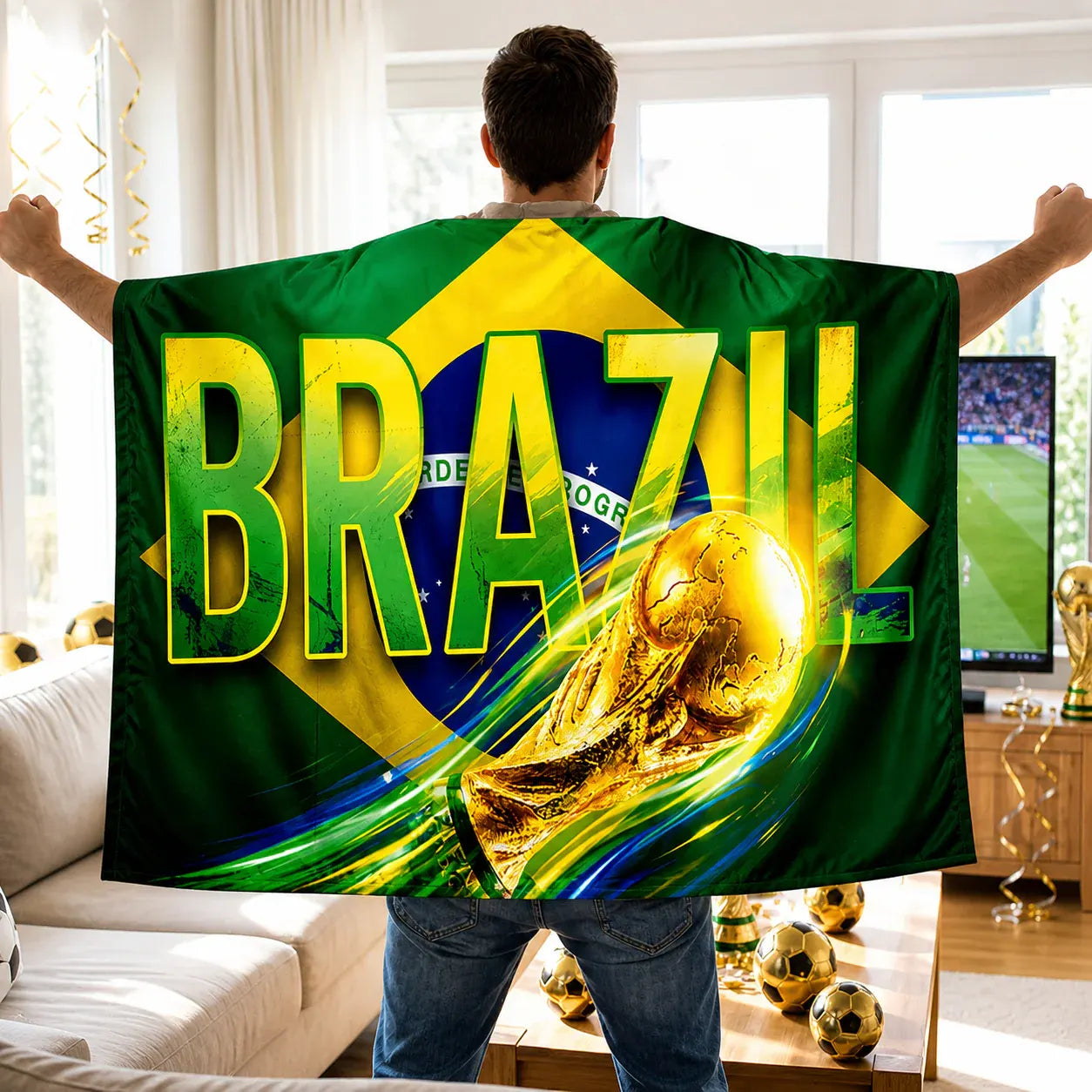 Brazilian Flag Soccer Fan Cape - World Cup Sports Gear