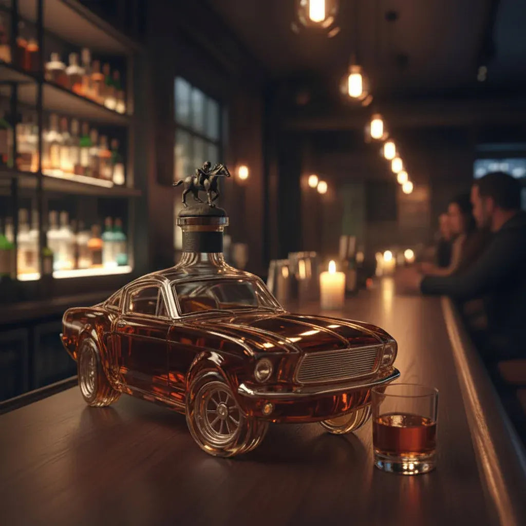 Car-Shaped Glass Whiskey Decanter Bottle for Bar Display