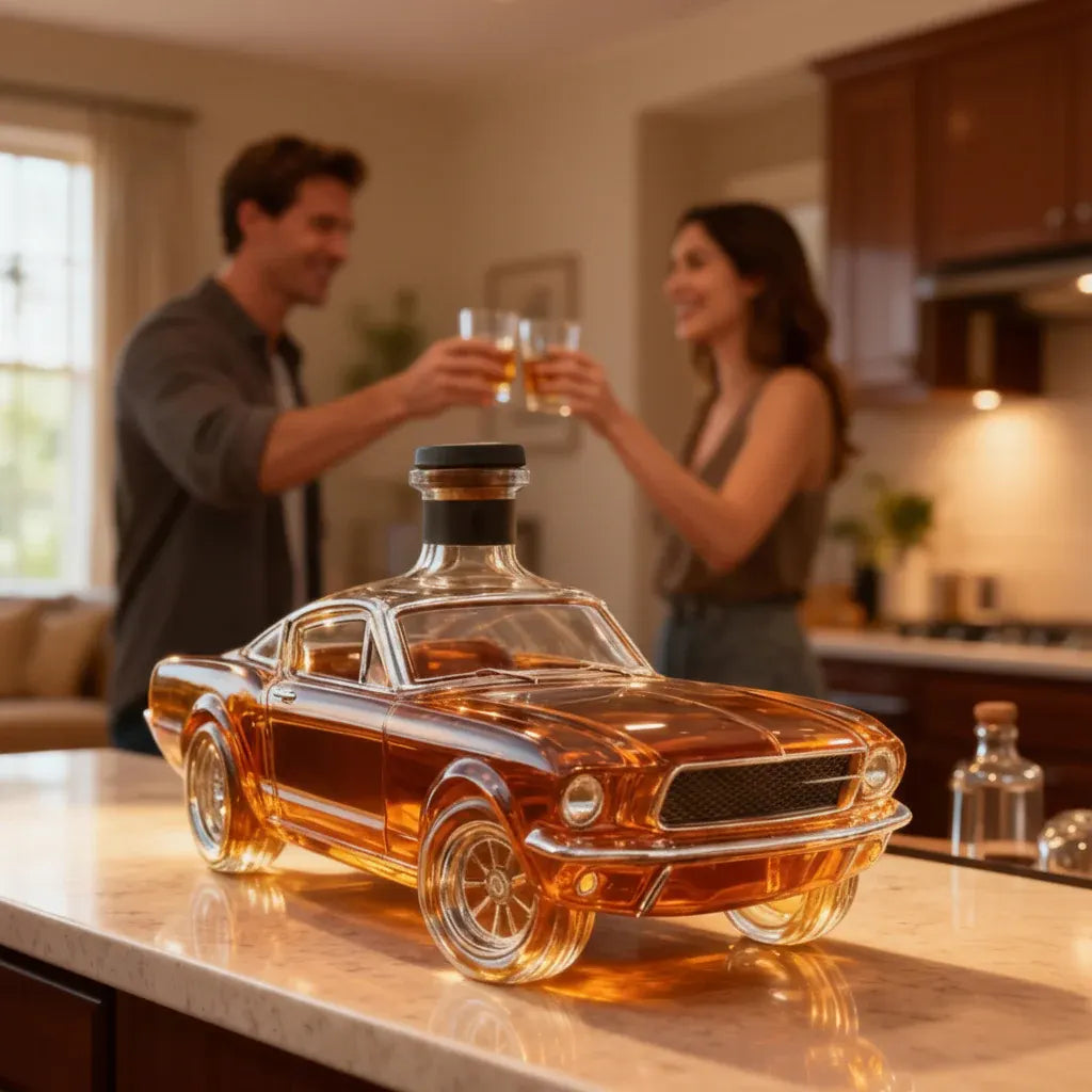 Car-Shaped Glass Whiskey Decanter Bottle for Bar Display