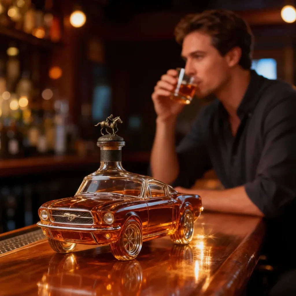 Car-Shaped Glass Whiskey Decanter Bottle for Bar Display