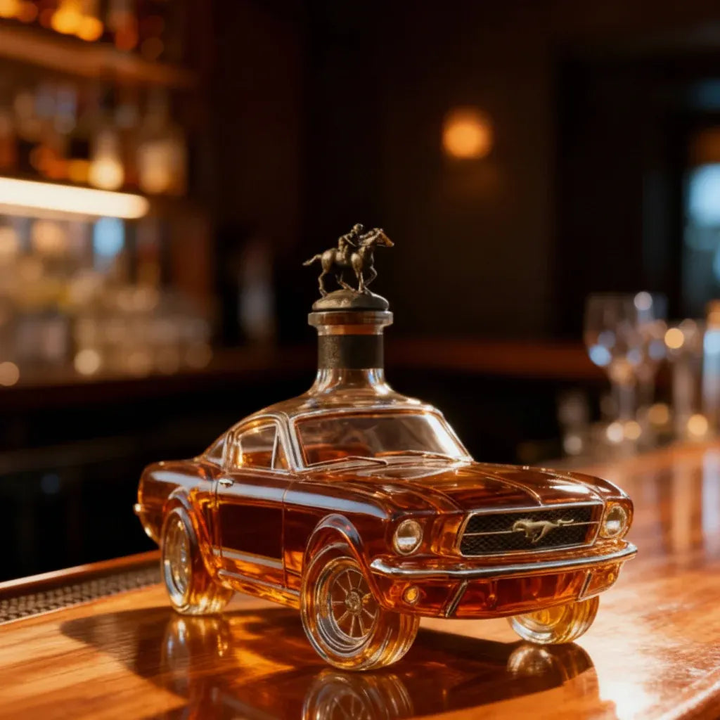 Car-Shaped Glass Whiskey Decanter Bottle for Bar Display
