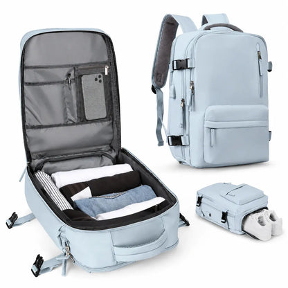 Carry-On Travel Backpack with Laptop Compartment & Shoe Storage Pocket