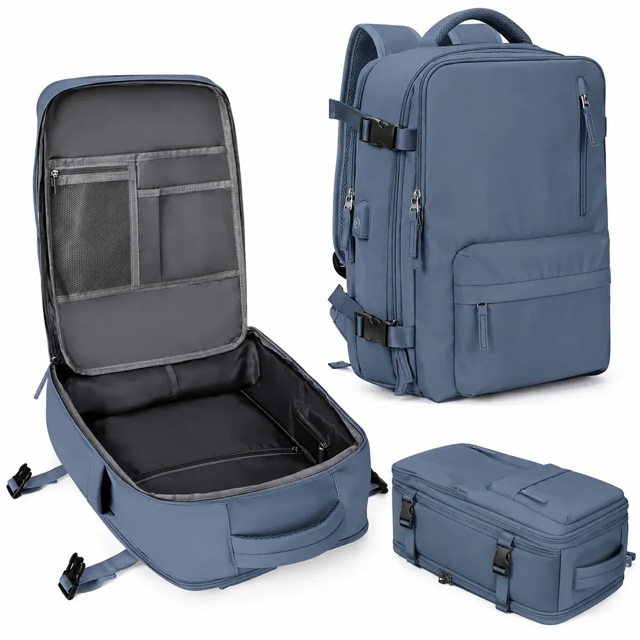 Carry-On Travel Backpack with Laptop Compartment & Shoe Storage Pocket