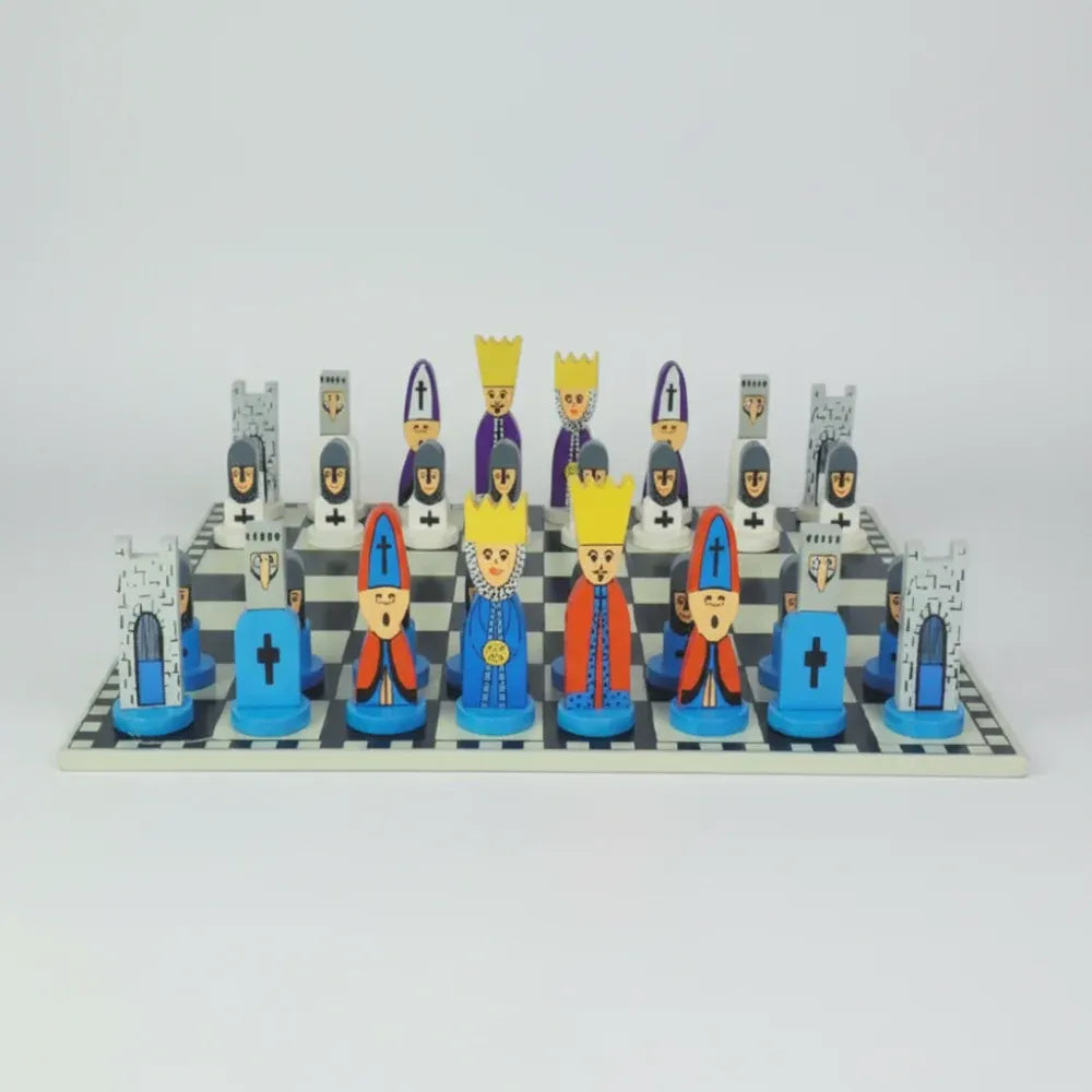 Cartoon Wooden Chess Board Game Strategy Set