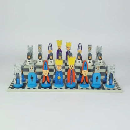 Cartoon Wooden Chess Board Game Strategy Set