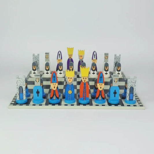 Cartoon Wooden Chess Board Game Strategy Set