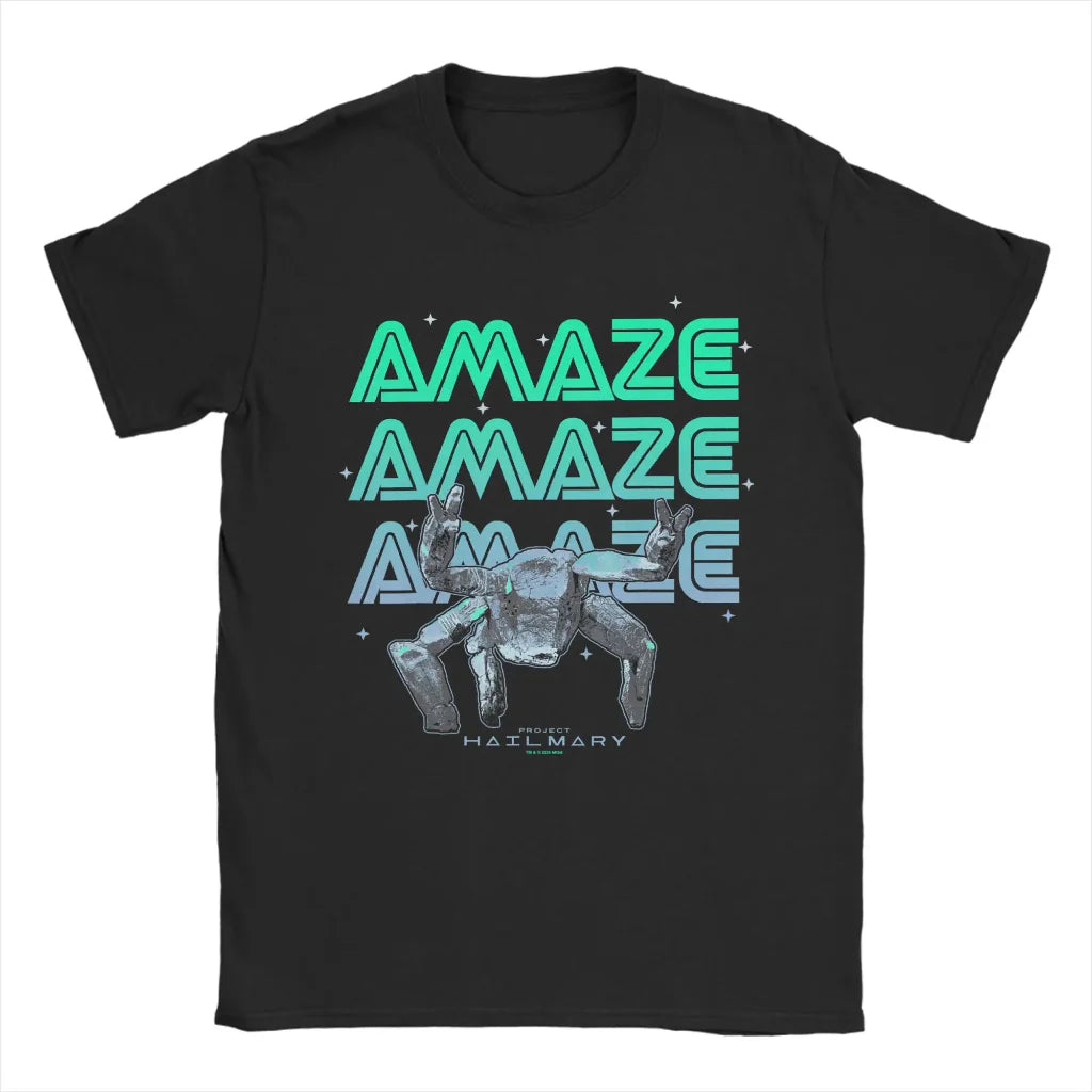 Casual Graphic Tee with Funny Rocket Space Print Design