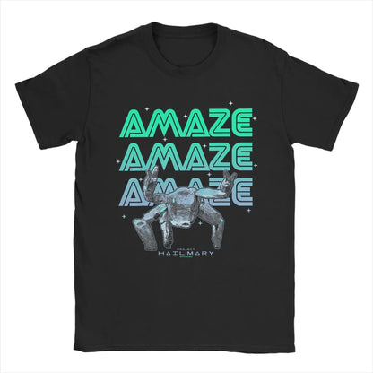 Casual Graphic Tee with Funny Rocket Space Print Design