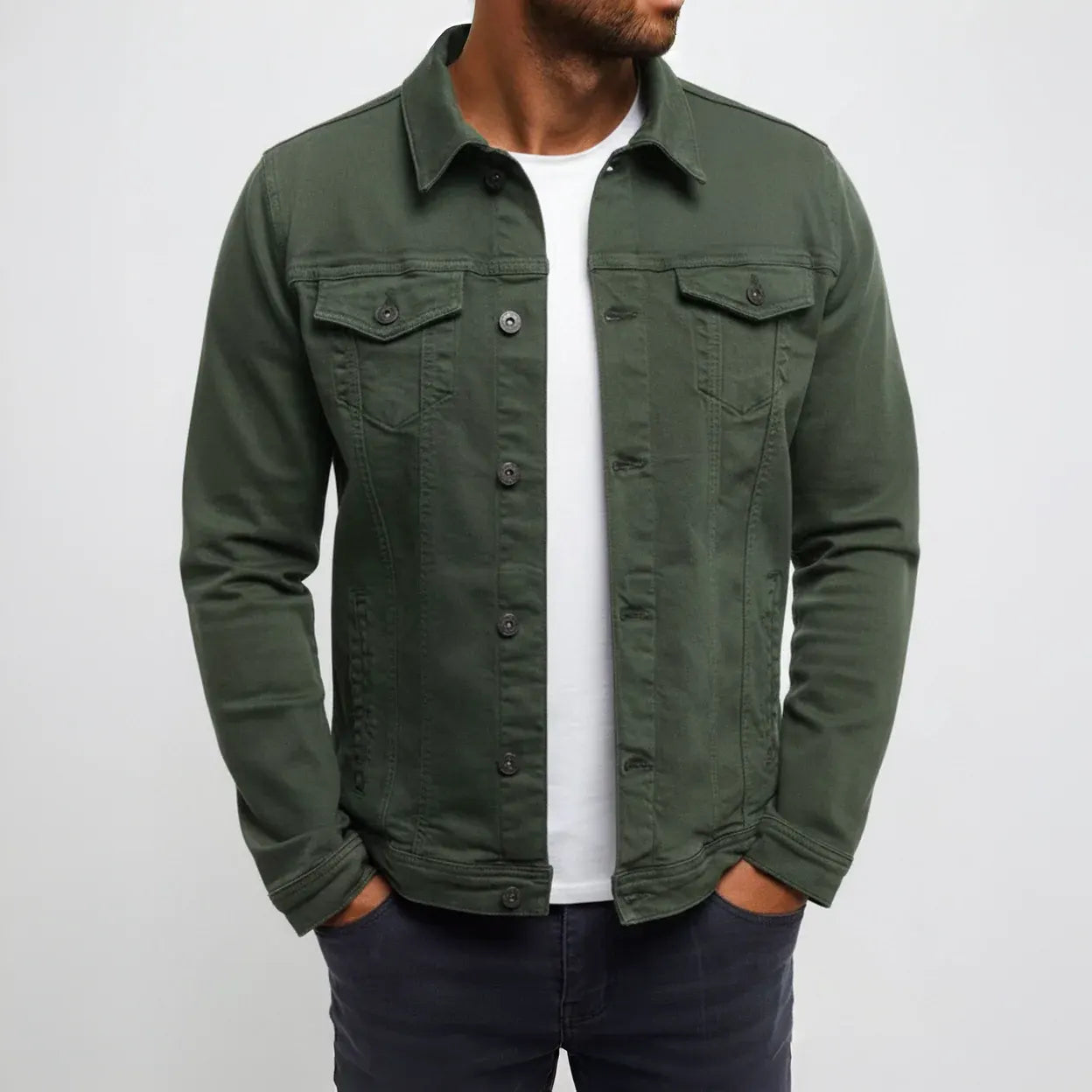 Casual Lightweight Men's Button-Front Outerwear Jacket