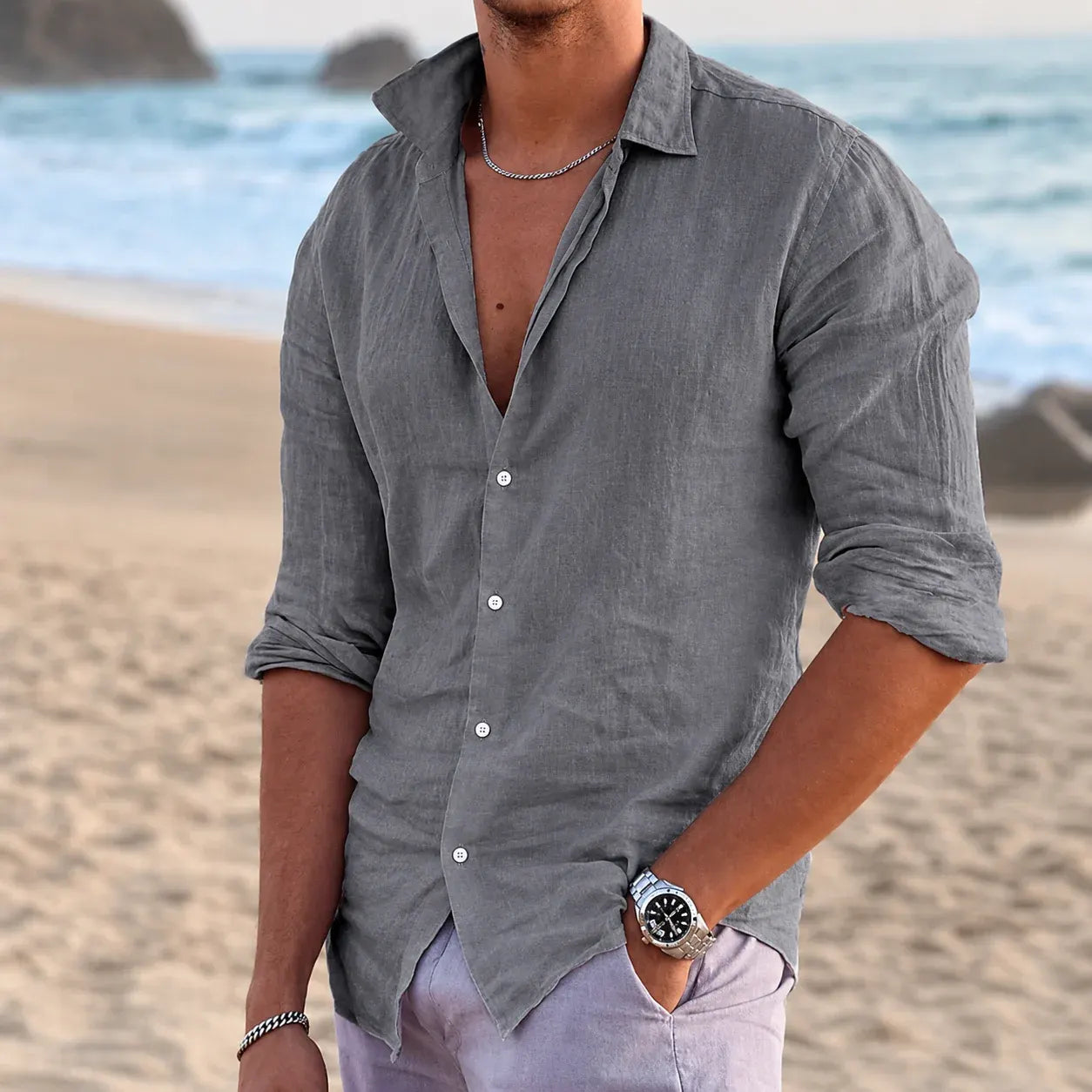Casual Long Sleeve Shirt for Men | Spring & Summer Fashion Top