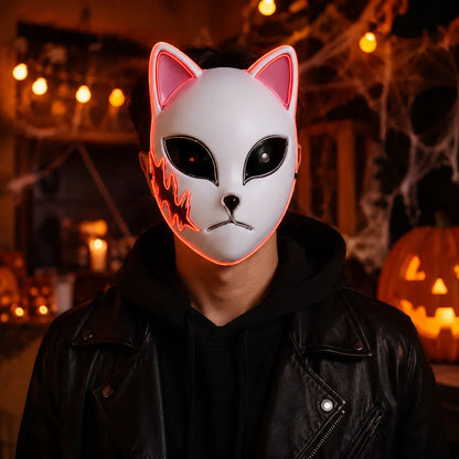 Cat Design LED Light-Up Halloween Costume Mask