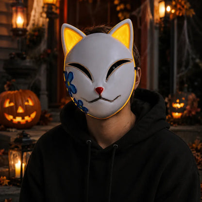 Cat Design LED Light-Up Halloween Costume Mask