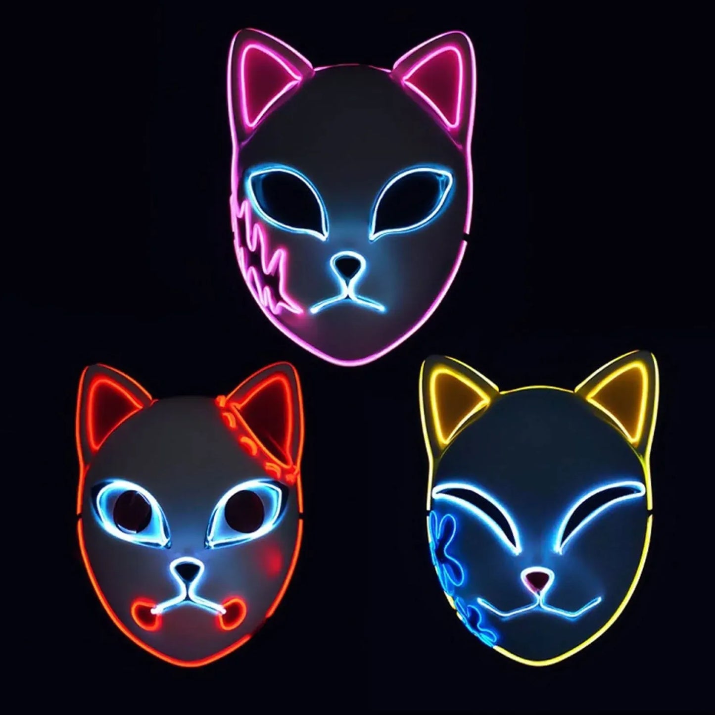 Cat Design LED Light-Up Halloween Costume Mask