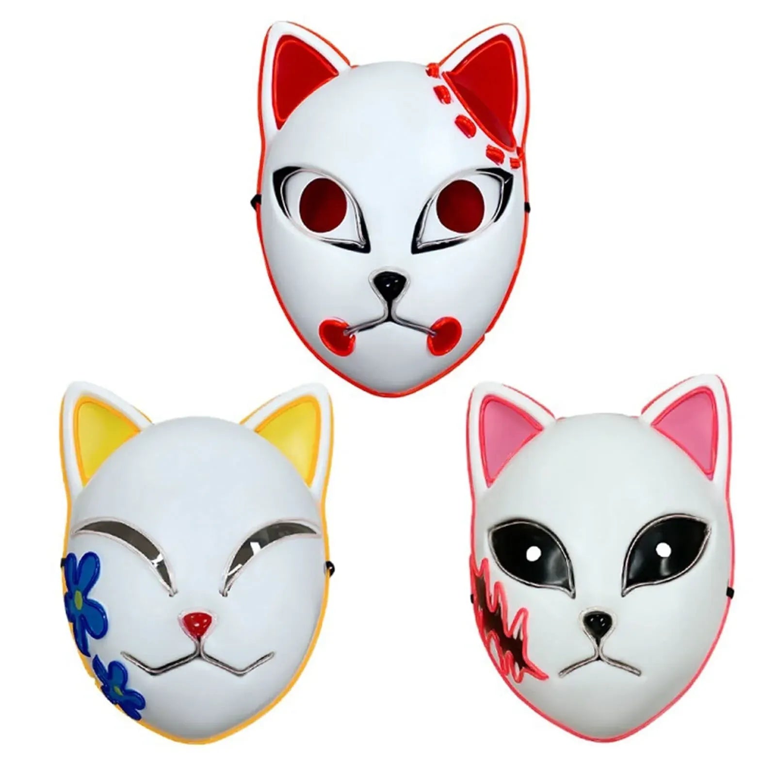 Cat Design LED Light-Up Halloween Costume Mask