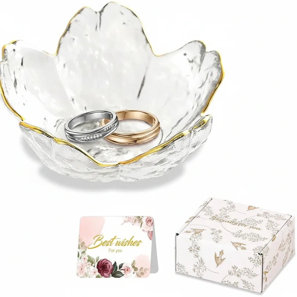 Ceramic Ring Holder Tray with Floral Design - Mother's Day Jewelry Dish Gift