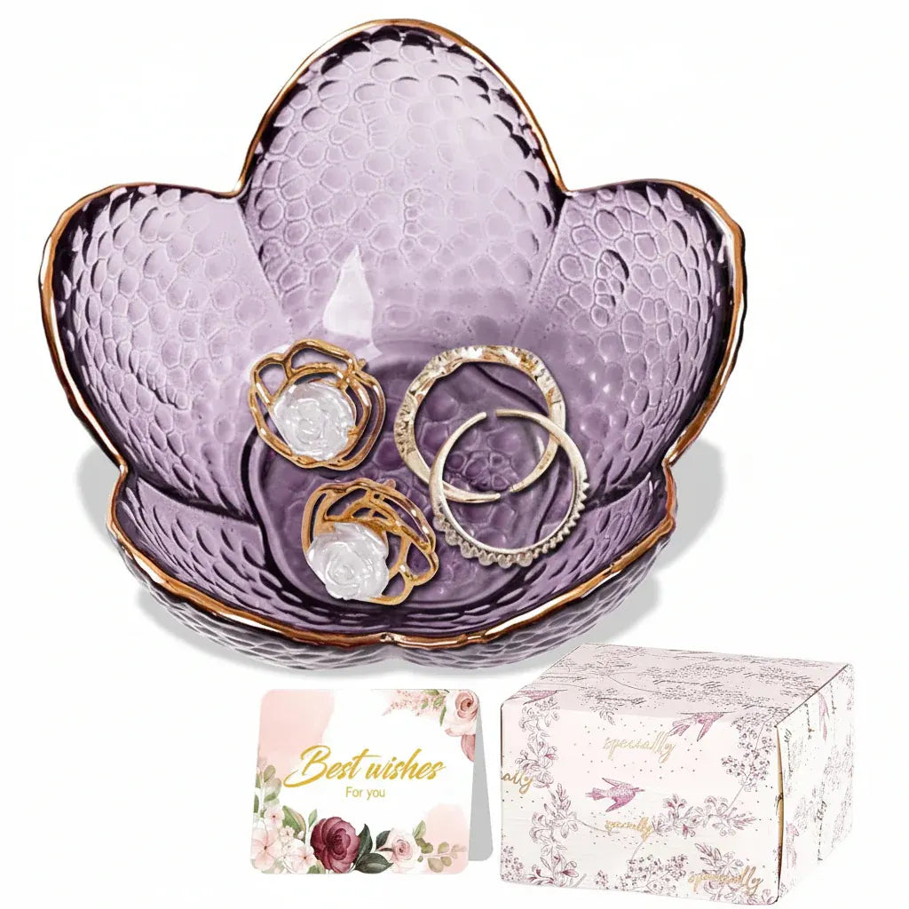 Ceramic Ring Holder Tray with Floral Design - Mother's Day Jewelry Dish Gift