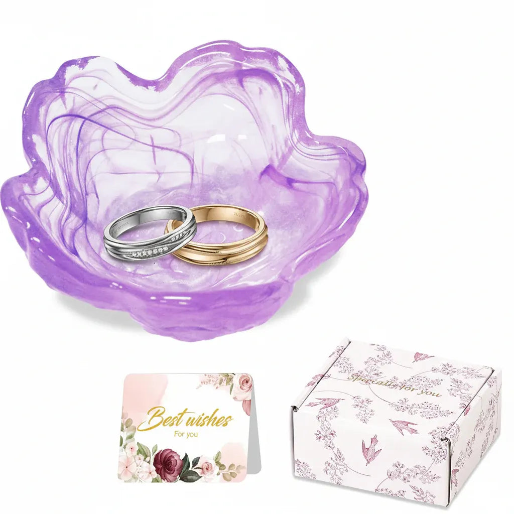 Ceramic Ring Holder Tray with Floral Design - Mother's Day Jewelry Dish Gift