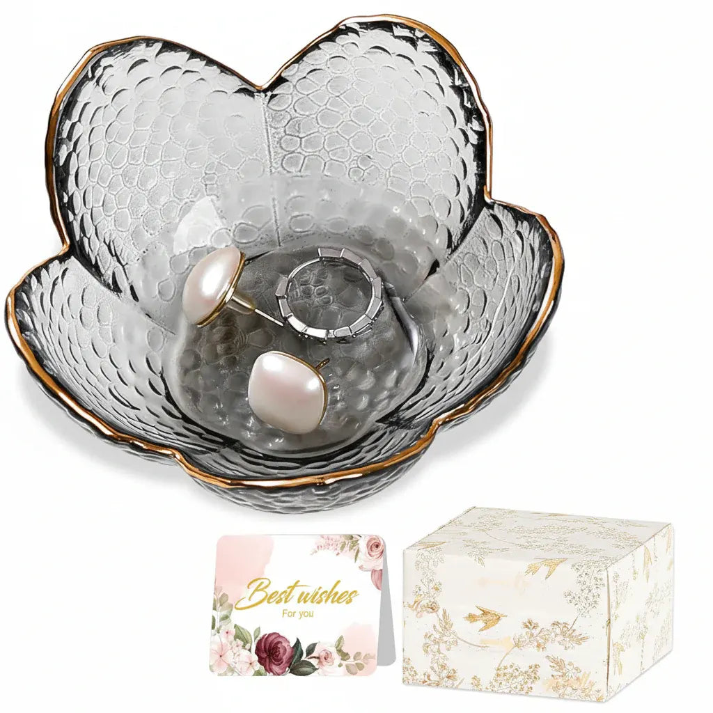 Ceramic Ring Holder Tray with Floral Design - Mother's Day Jewelry Dish Gift