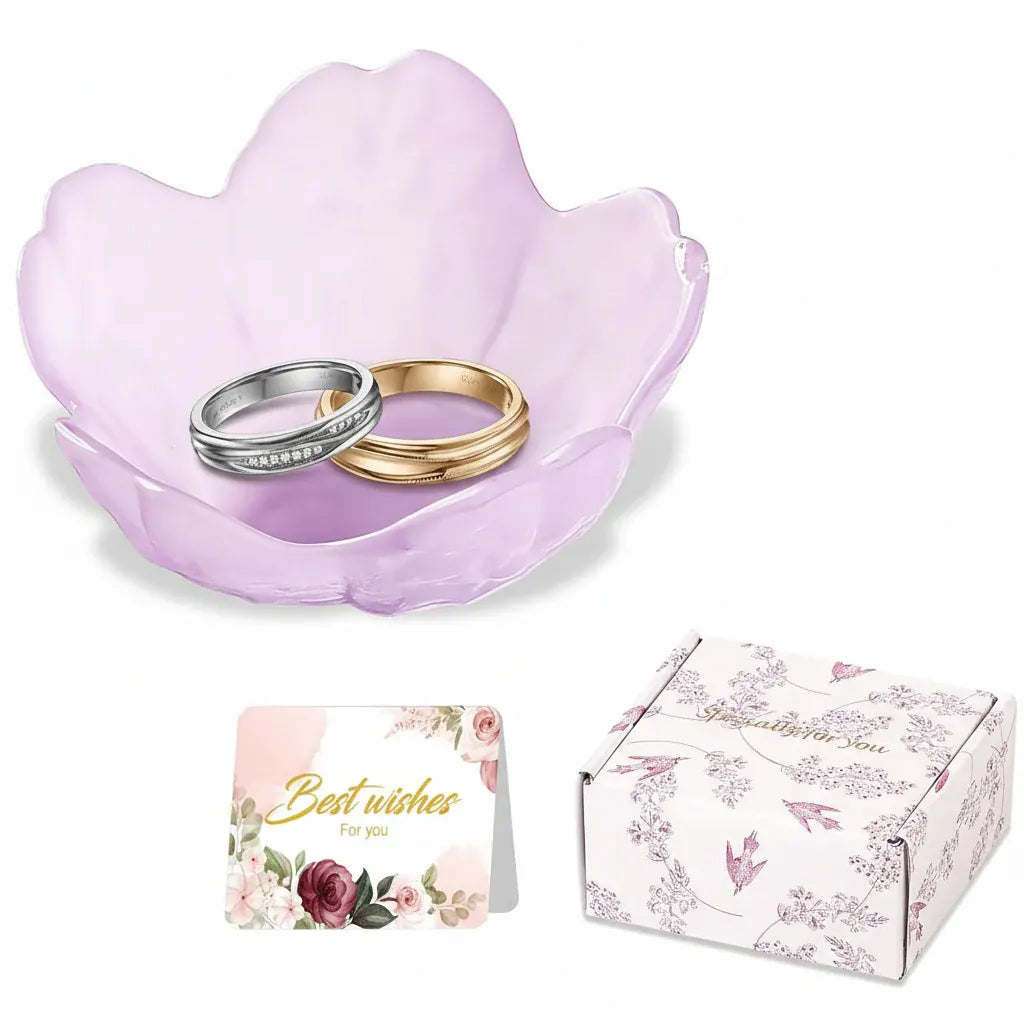 Ceramic Ring Holder Tray with Floral Design - Mother's Day Jewelry Dish Gift