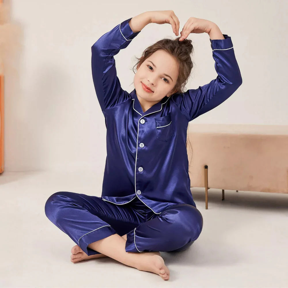Children's Button-Front Sleepwear Set with Top and Pants
