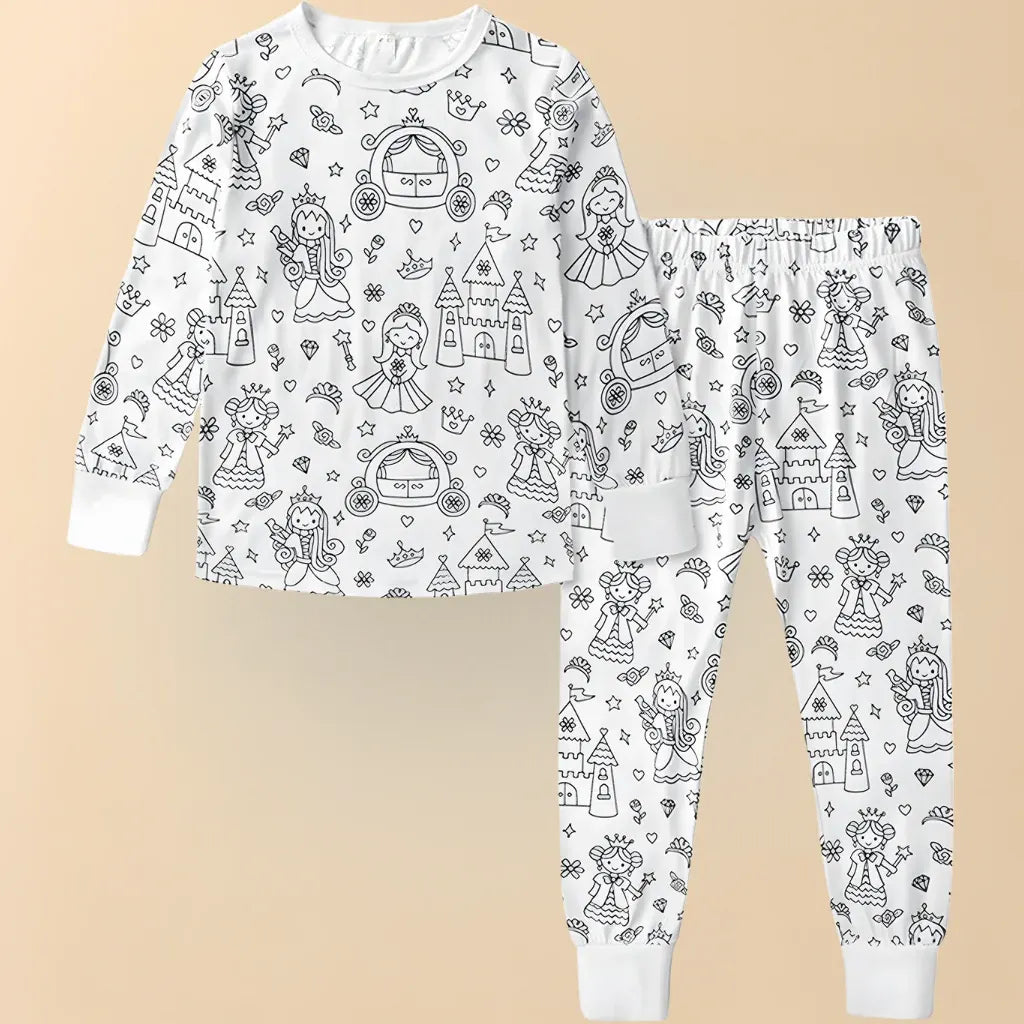 Christmas-Themed Coloring Pajamas for Kids