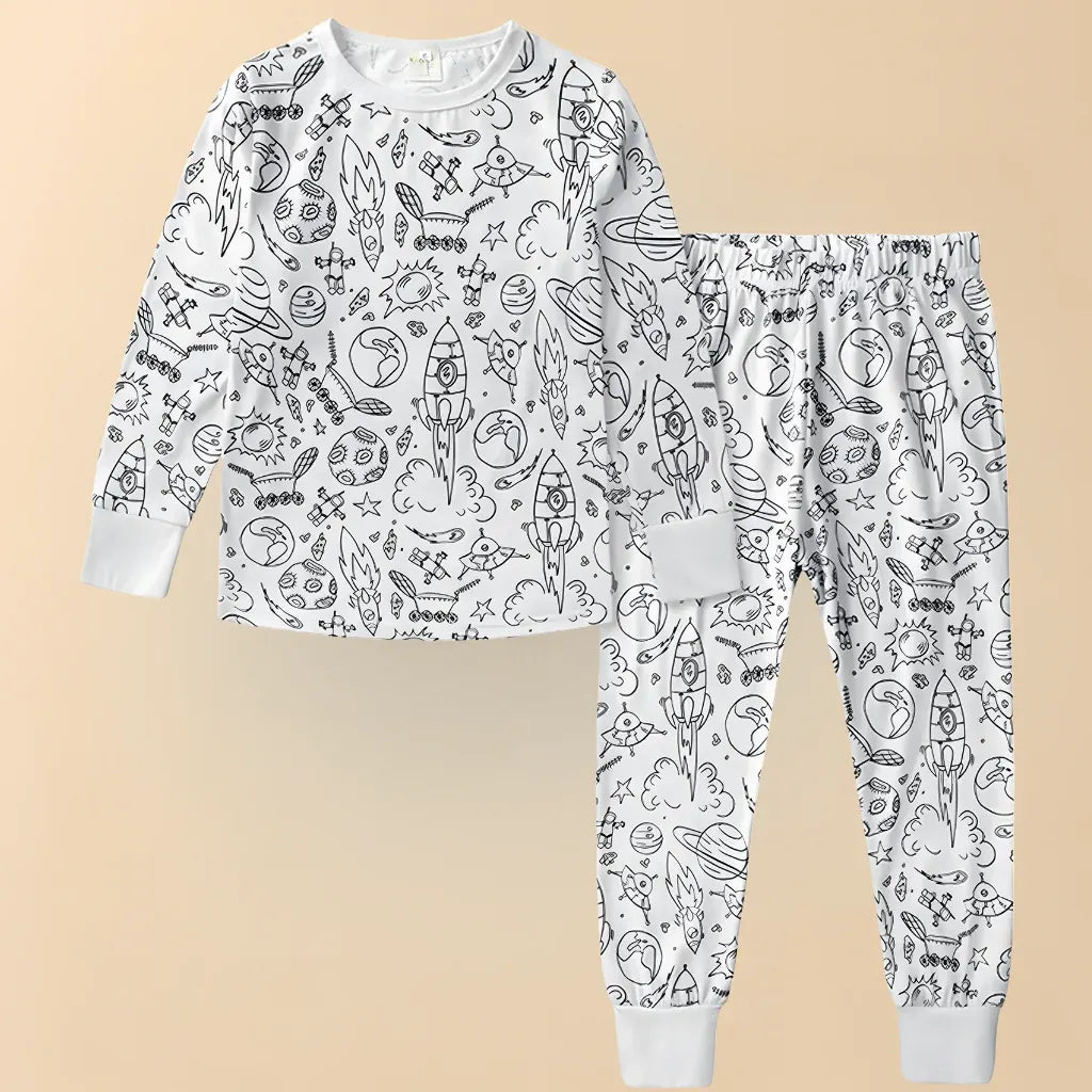 Christmas-Themed Coloring Pajamas for Kids