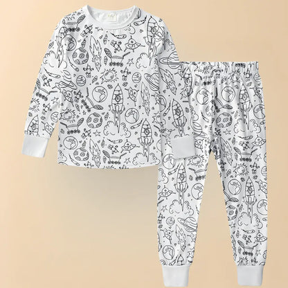 Christmas-Themed Coloring Pajamas for Kids