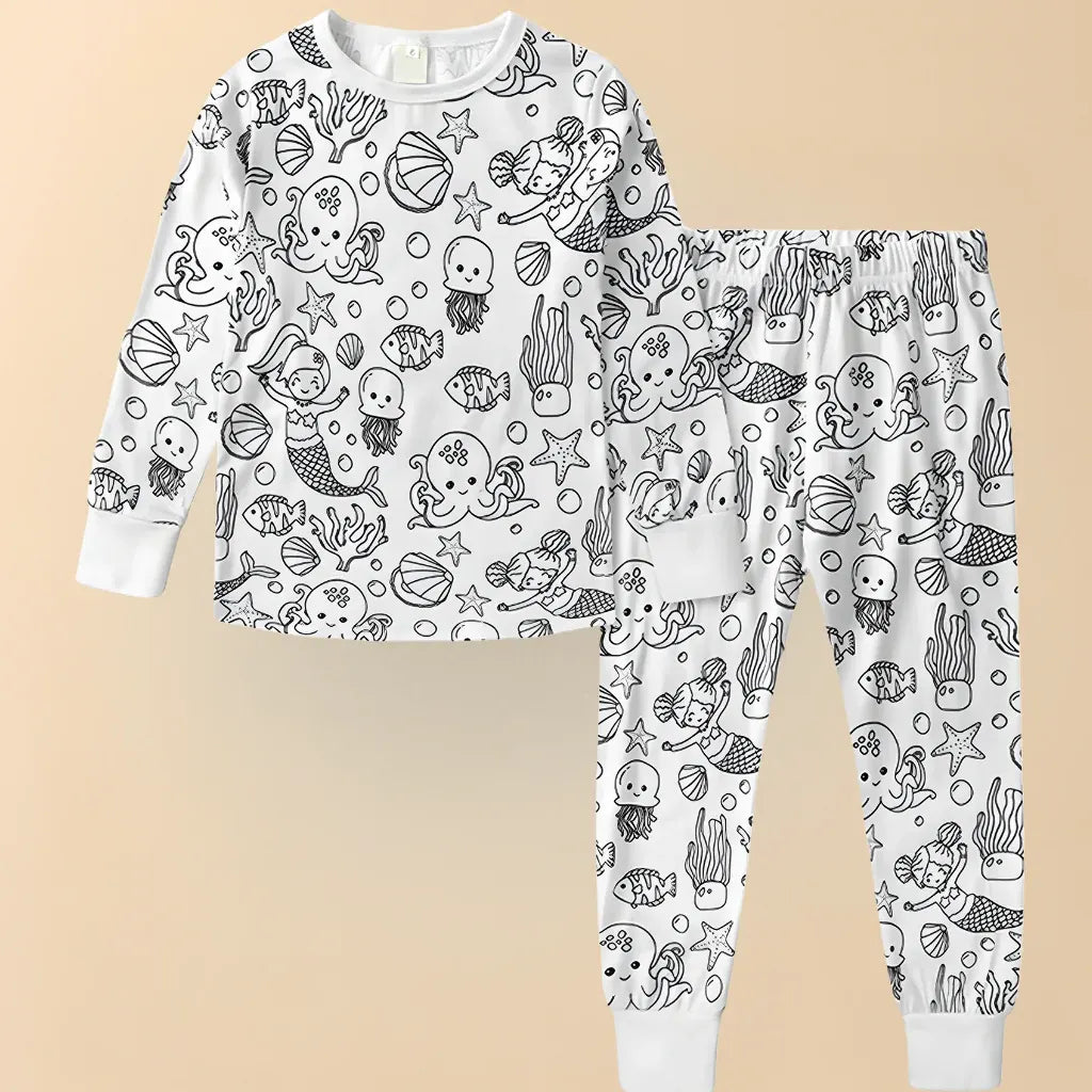 Christmas-Themed Coloring Pajamas for Kids