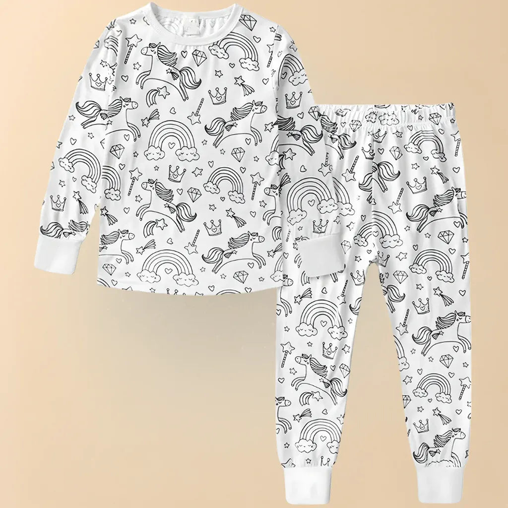 Christmas-Themed Coloring Pajamas for Kids