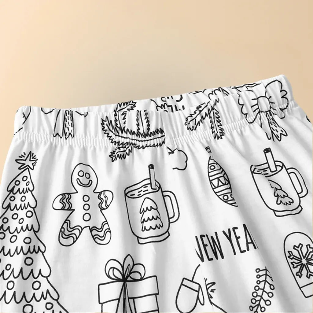 Christmas-Themed Coloring Pajamas for Kids