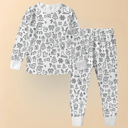Christmas-Themed Coloring Pajamas for Kids