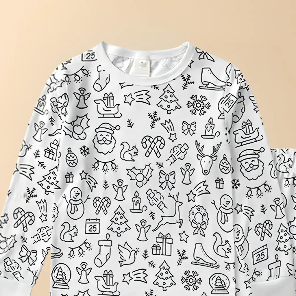 Christmas-Themed Coloring Pajamas for Kids
