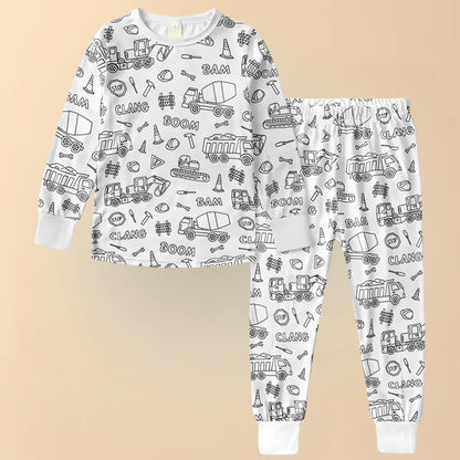 Christmas-Themed Coloring Pajamas for Kids