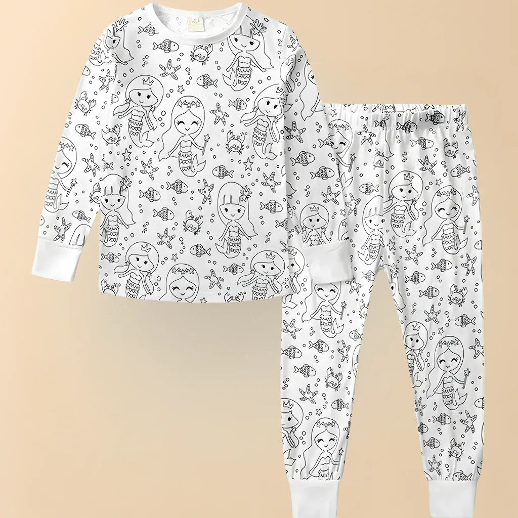 Christmas-Themed Coloring Pajamas for Kids