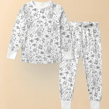 Christmas-Themed Coloring Pajamas for Kids