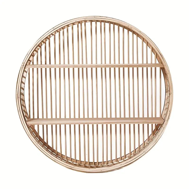 Circular Bamboo Floating Shelf | Handmade Boho Wall Organizer