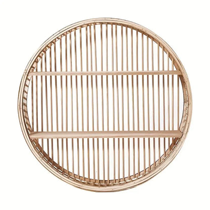 Circular Bamboo Floating Shelf | Handmade Boho Wall Organizer