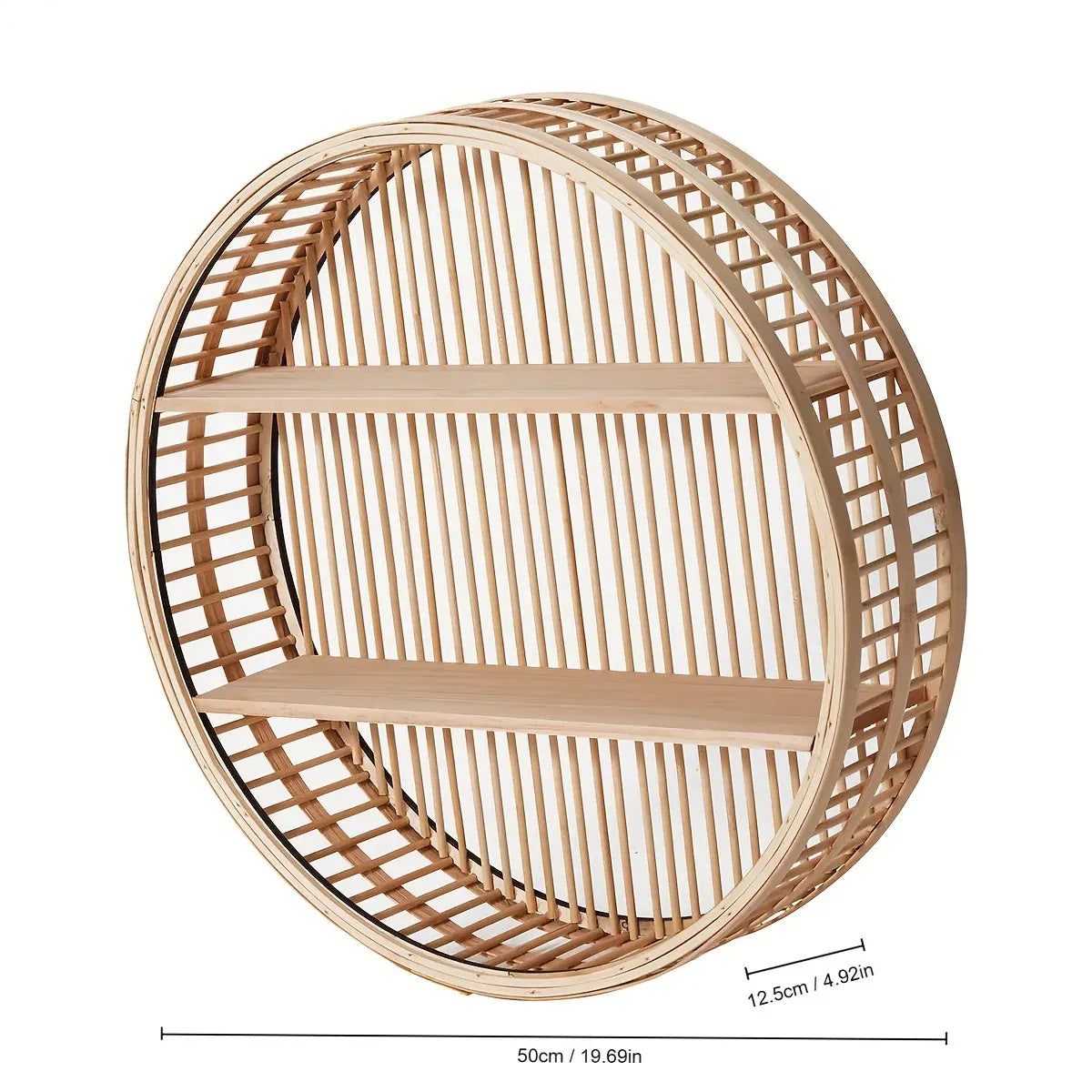 Circular Bamboo Floating Shelf | Handmade Boho Wall Organizer